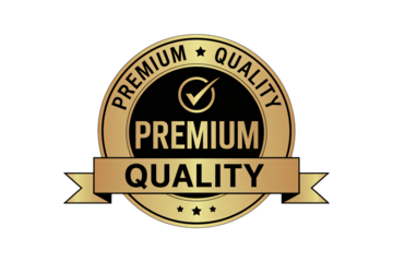 Golden premium quality seal for product guarantee and assurance mark