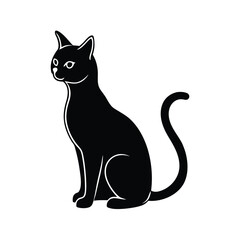 Minimalist black cat silhouette on a clean white background