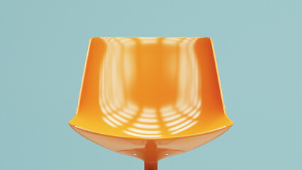 Orange Chair Modern Plastic Seat Closeup Details 3d illustration