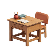 Wooden study desk and chair