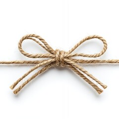 Handmade rustic bow from jute rope, eco-friendly gift vibe, isolated background