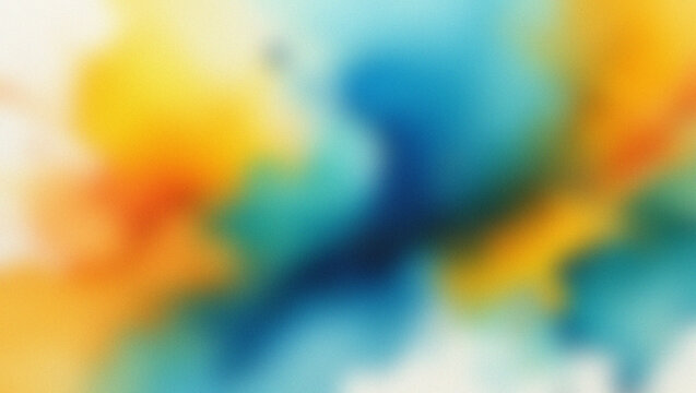 Abstract background with blended shades of yellow orange and blue teal blurry bokeh