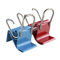 Two colorful metal paperclips
