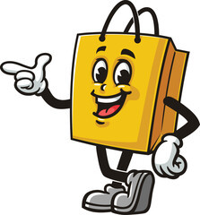 Cartoon shopping bag mascot with an idea