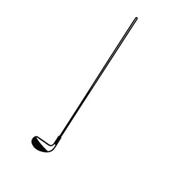 Simple black silhouette of a golf club on a clean white background