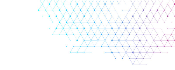 Modern health care or medical background design. Health care innovation concept. Horizontal header web banner. Abstract geometric background with hexagon shapes for medicine, science, chemistry.
