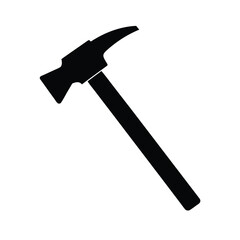Simple black silhouette of a hammer on a clean white background