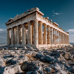 Ancient Parthenon on Acropolis hill high resolution picture