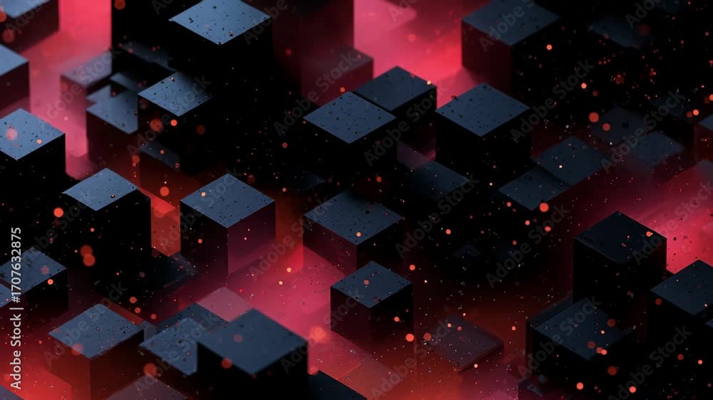 Poster Exploration of vibrant abstract blocks creating a dynamic digital landscape