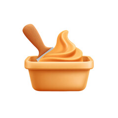 Creamy orange ice cream in a container