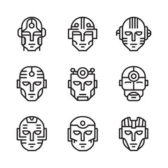 Robot face line art abstract expression