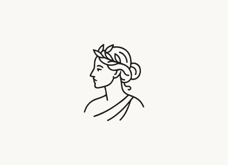Greek Goddess Minimal Logo, Greek Beauty Logo, Greek Goddess Vector, Greek Goddess Illustration, Greek Goddess Silhouette, Beauty, Skincare, Elegant, Luxury, Feminine, Hera, Athena