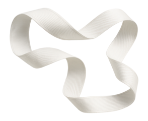 White grosgrain ribbon with striped pattern