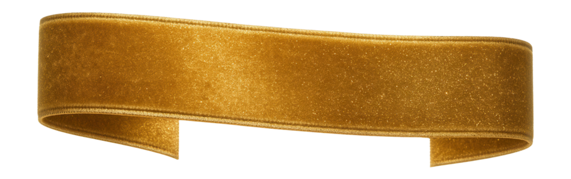 Gold velvet ribbon with glitter finish