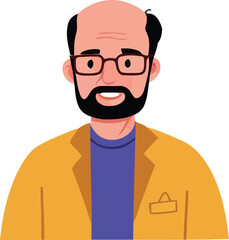 Cartoon man with glasses holding a mobile phone illustration