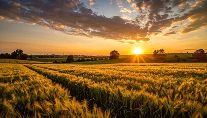 Golden sunset over a wheat field (4)