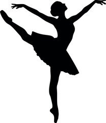 Vector art of silhouette of a ballerina in a graceful pose, transparent background © Arko