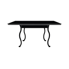 Minimalist black silhouette of a table on a clean white background