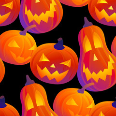 Vector pattern of Halloween pumpkins
