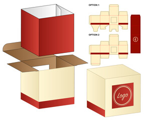 Printable Dieline Template for Custom Paper Box with Branding Elements and Flat Layout