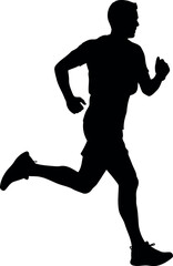 Vector art of silhouette of a man running transparent background
