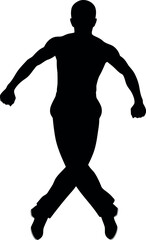 Vector art of silhouette of a man performing irish dance steps, transparent background