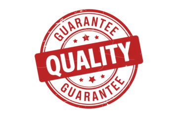 Quality guarantee stamp promises excellent product and service assurance