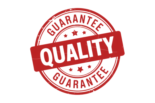 Quality guarantee stamp promises excellent product and service assurance