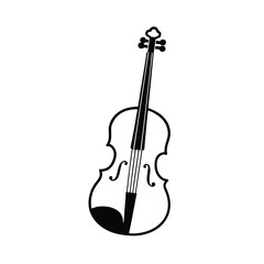 Naklejka premium Elegant black silhouette of a violin on a clean white background