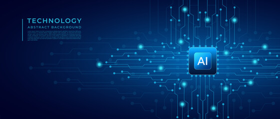 Obraz premium Technology Background for Artificial Intelligence with Abstract AI Chip CPU Processor and Futuristic Digital Circuit