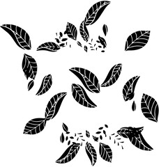 A seamless vector pattern with a set of black silhouettes of birds and butterflies