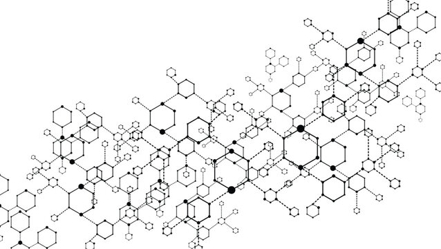 Molecular structure. Medicine researching, DNA or chemistry science. Biotechnology presentation template vector background