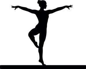 Vector art of silhouette of a gymnast balancing on beam transparent background