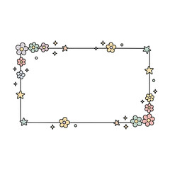 Pastel floral and star border frame, perfect for decoration or design.
