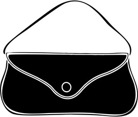 Vector hitam putih dari ilustrasi ikon tas kulit untuk desain simbol