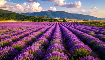 Fototapeta premium Lavender field at sunset (4)