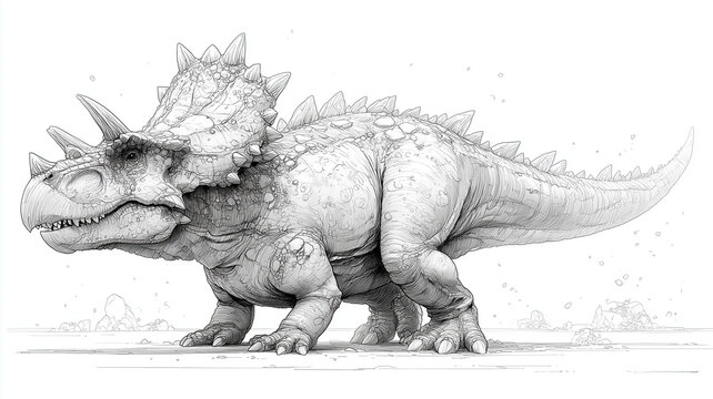 Realistyczne ilustracje dużych dinozaur&oacute;w dla dzieci &ndash; T-Rex, brachiozaur i triceratops w naukowym i przyjaznym stylu