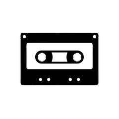 Obraz premium Black and white cassette tape illustration on transparent background silhouette