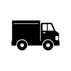 Fototapeta premium A simple black silhouette of a delivery van on transparent background