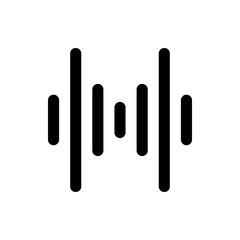 Black graphic equalizer bars representing sound levels on a white background in a simple vector illustration