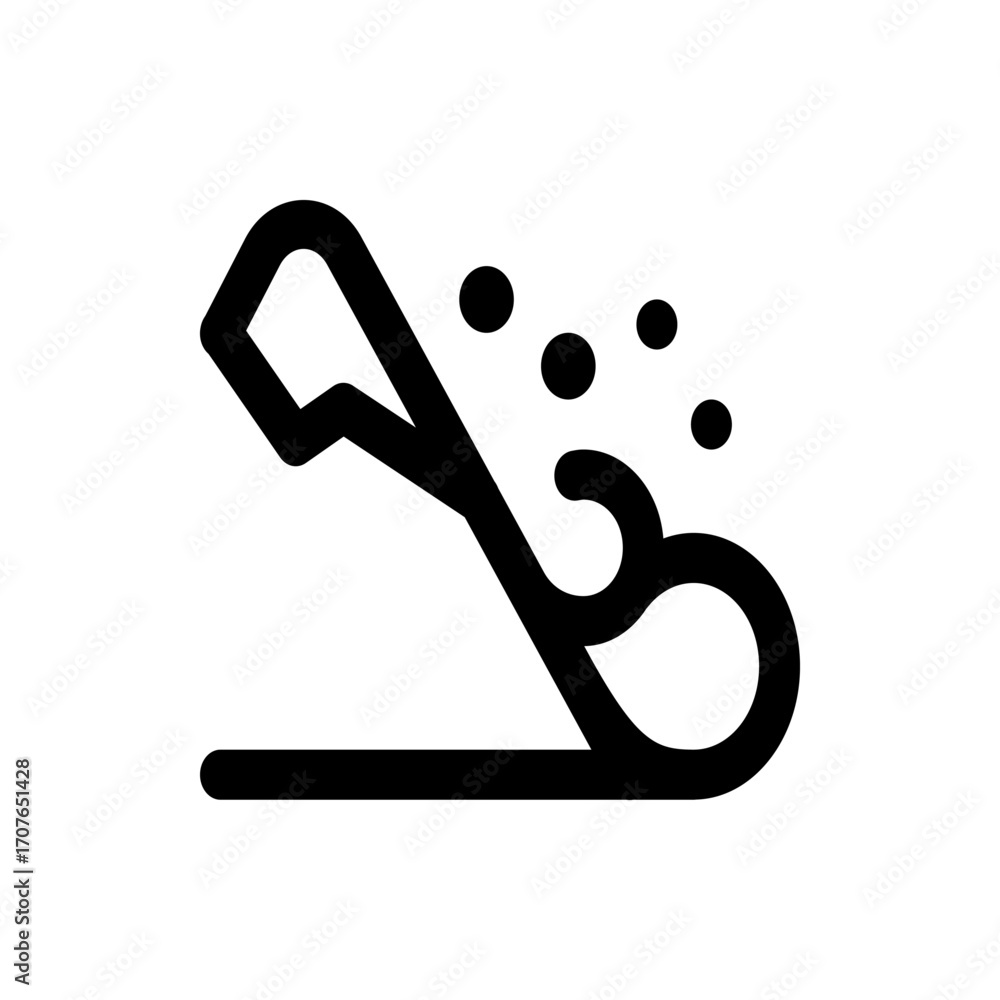 Poster stylized black and white illustration of a whisk with bubbles above and a horizontal line below it, 