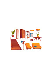 Fototapeta premium Cozy Hallway Interior Set.ai