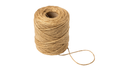 natural jute twine skein isolated on transparent background
