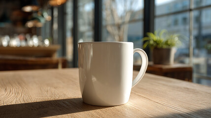 Fototapeta premium Coffee cup mockup placed on wooden table