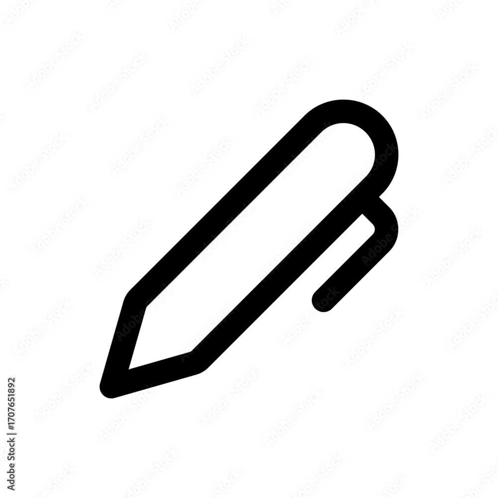 Poster a simple black and white drawing of a pen with a rounded top and a sharp point on a white background