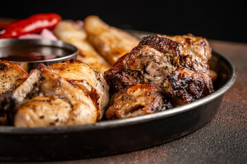 Close-up of grilled meat with sauce