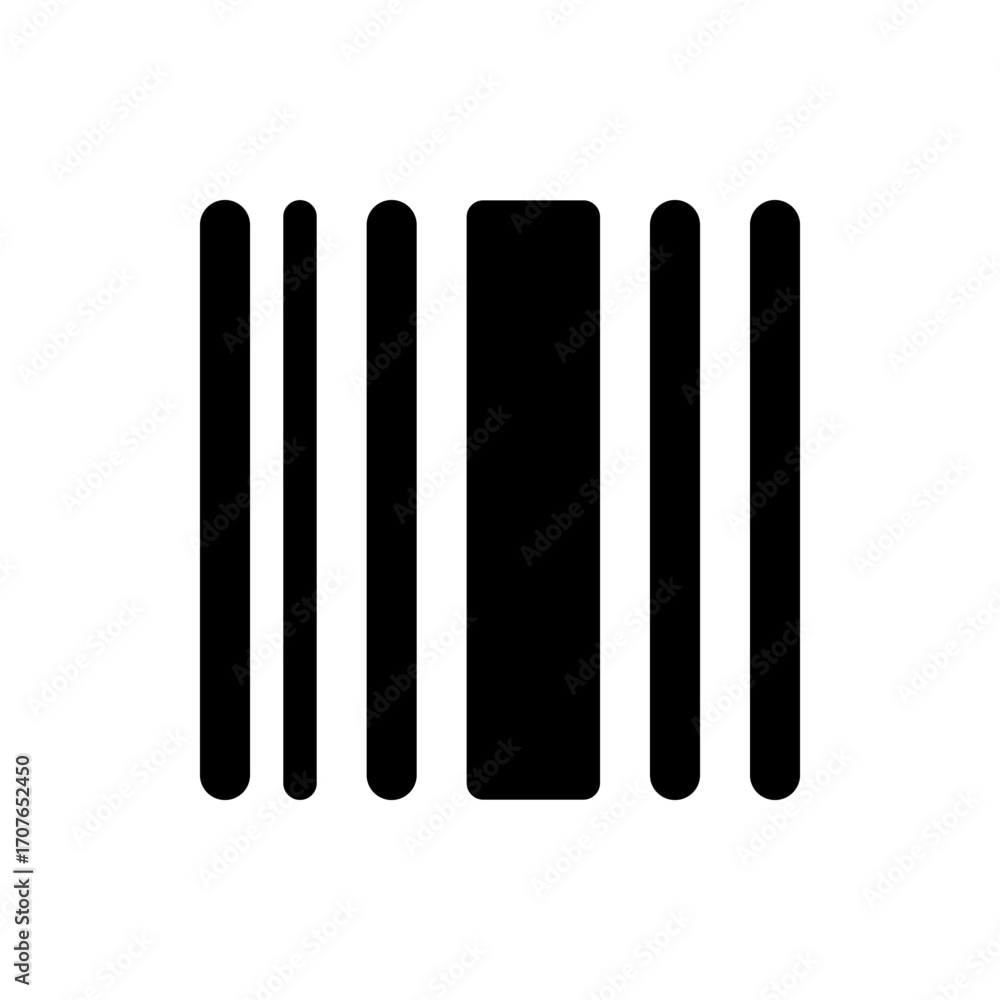 Poster illustration of a barcode with varying widths and rounded edges, black and white, simple design elem