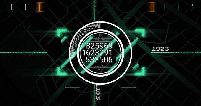 After one second, data ring spinning, numbers updating and ring dissolving revealing yellow point