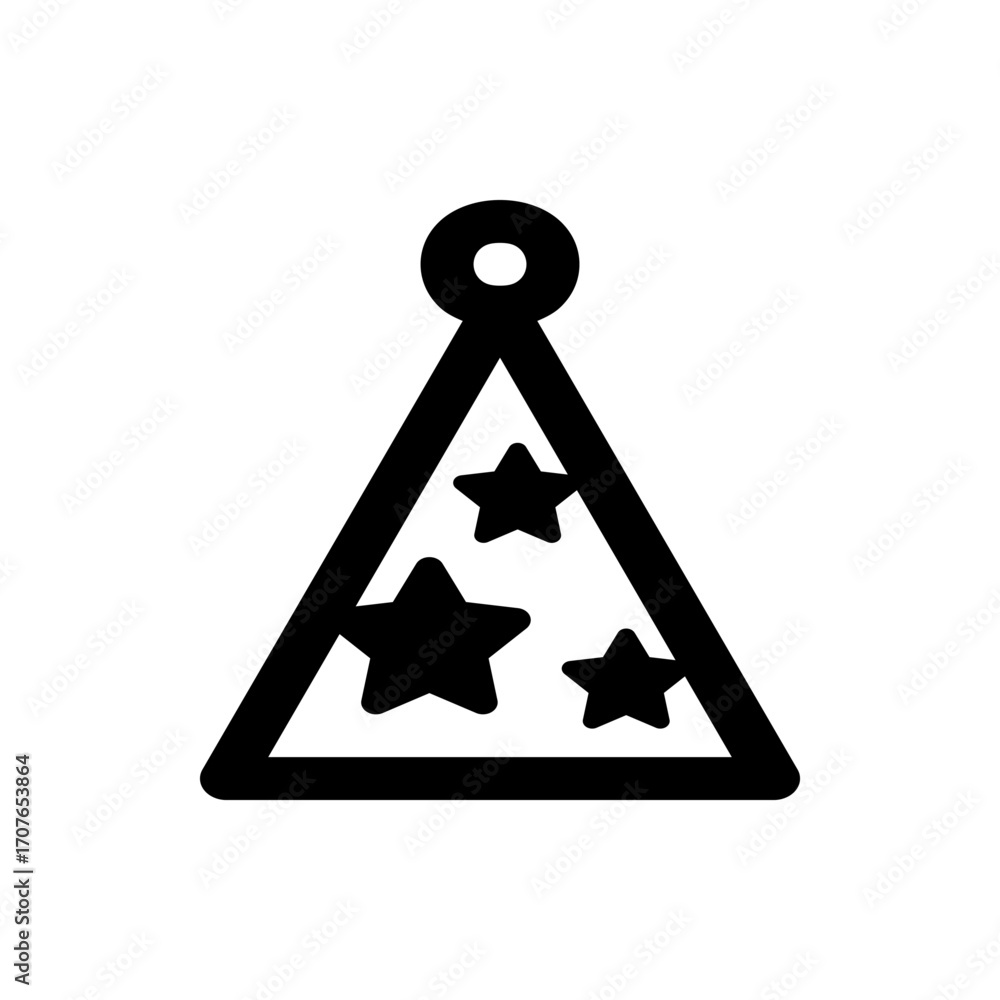 Aufkleber a black outline of a triangle with rounded corners containing three stars and a circle at the top ce