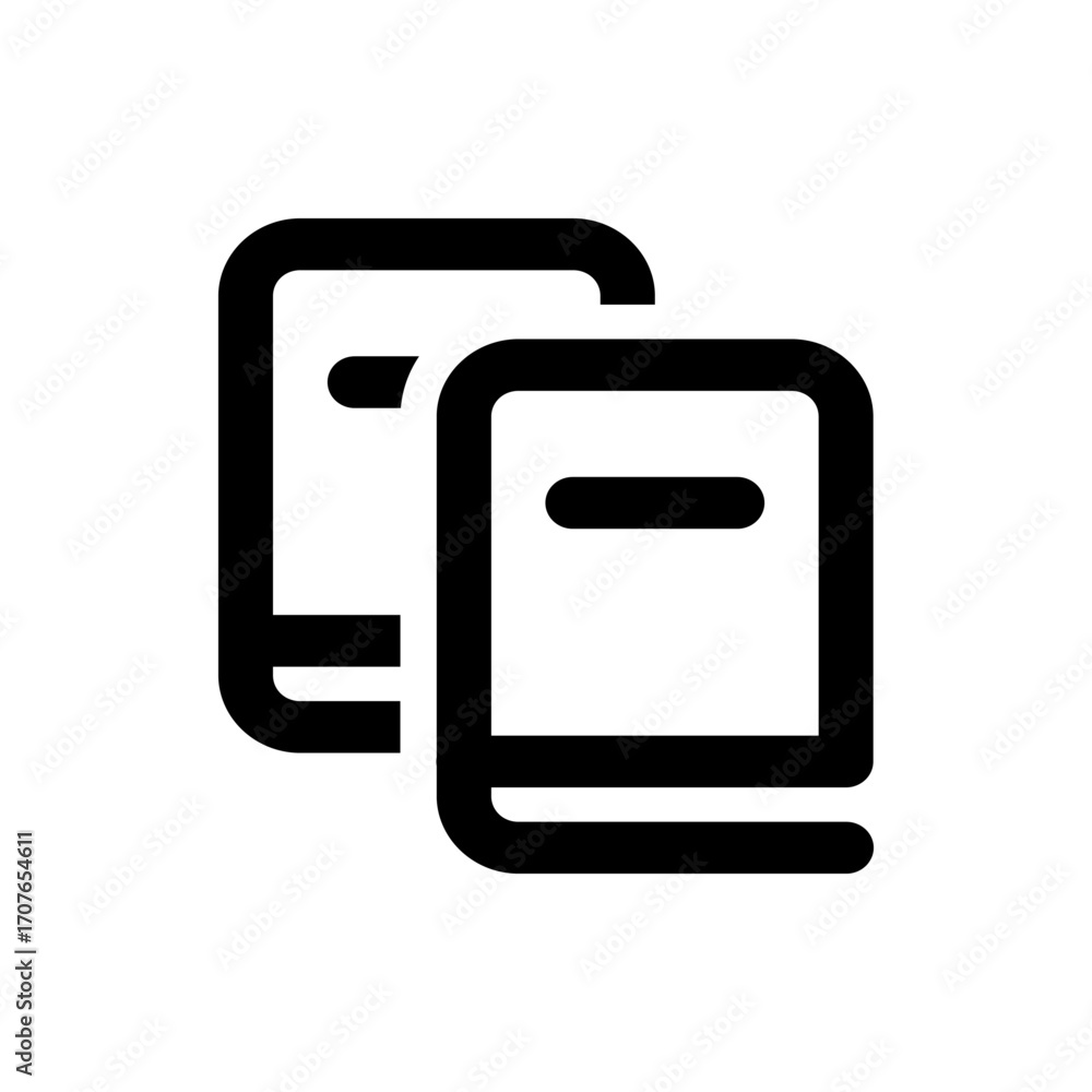 Poster two rectangular shapes with rounded corners and horizontal lines stacked on top of each other in bla